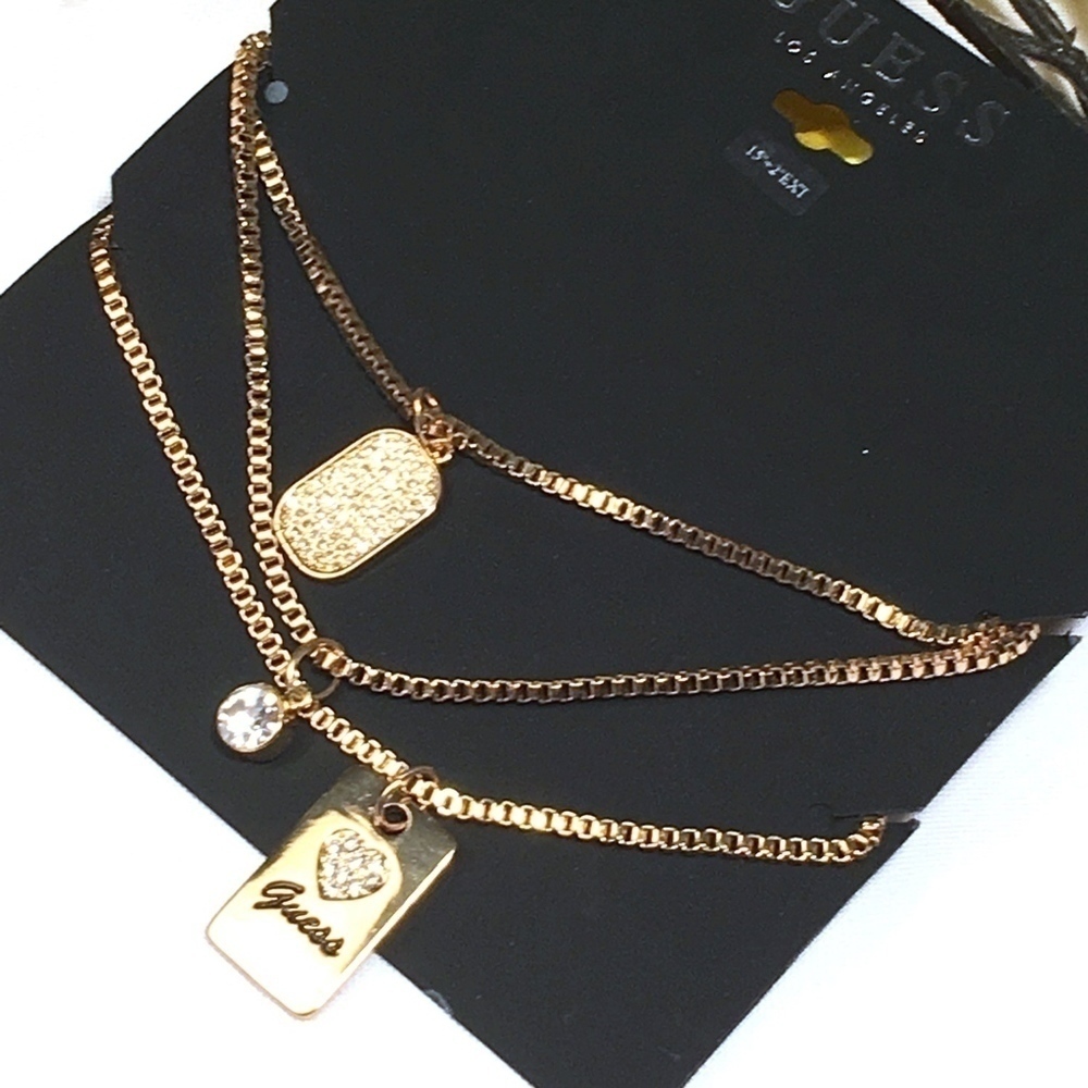 𝅺3/$29! GUESS Layered Necklace Gold Tones - Picture 6 of 8
